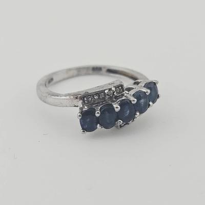 Sterling Silver Sapphire & Diamond Ring