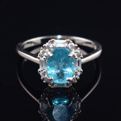 Sterling Silver 1 Carat Natural Unheated Oval Apatite Ring