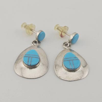 Sterling Silver Turquoise Southwestern Earrings 