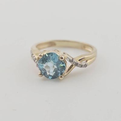 14k Gold 1 Carat Cushion Cut Apatite & Diamond Ring