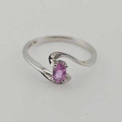 14k White Gold .25 Carat Pink Sapphire Solitaire Ring