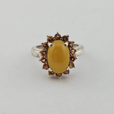 Sterling Silver Lemon Jade & Citrine Ring