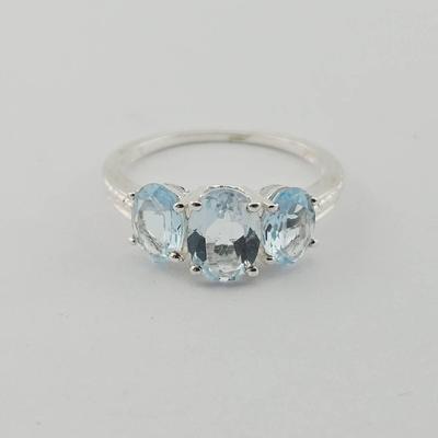 Sterling Silver 3.8 CTW Light Blue Topaz Ring