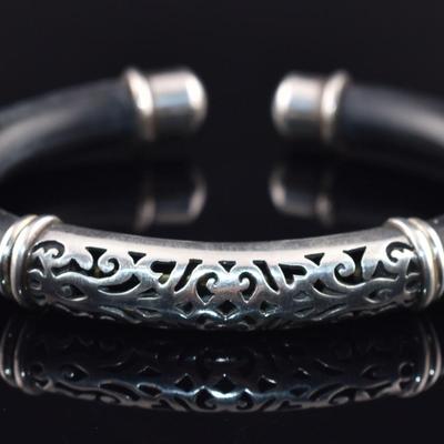 Sterling Silver Rubber Cuff Bracelet