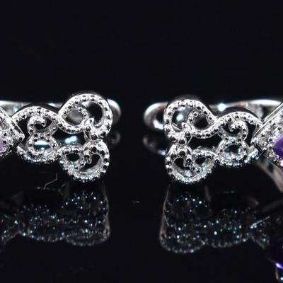 Pair of Sterling Silver 3 TCW Natural Unheated Pear Amethyst Earrings