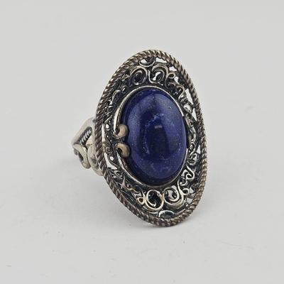 Sterling Silver Carolyn Pollack Lapis Cabochon Ring
