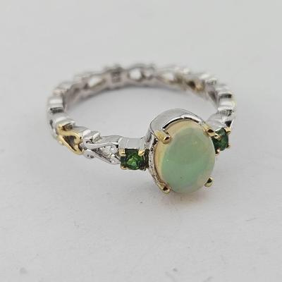 Sterling Silver Opal & Chrome Diopside Ring