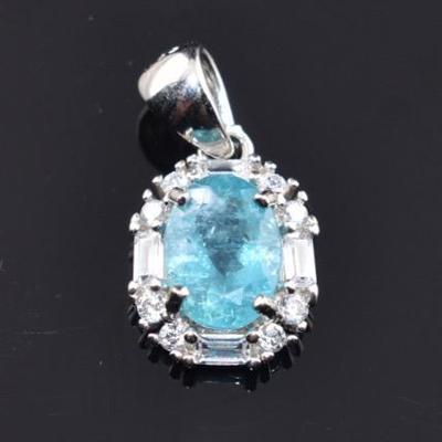 Sterling Silver 1 Carat Natural Unheated Oval Apatite Pendant
