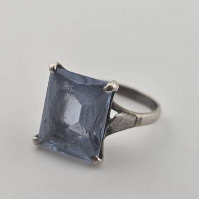 Sterling Silver 5 Carat Radiant Cut Blue Spinel Ring