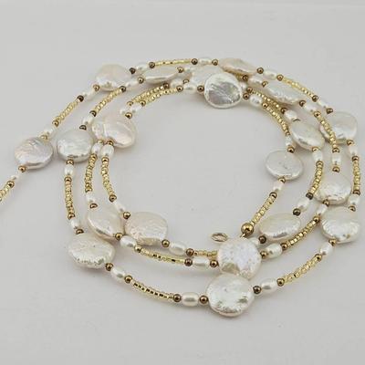 Gold Filled 13mm Pearl Bead Necklace 