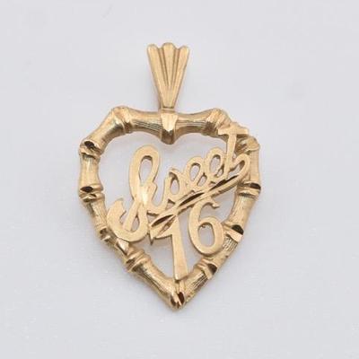14k Yellow Gold “Sweet 16” Heart Pendant