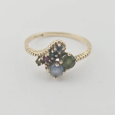 14k Gold Multicolor Gemstones Ring
