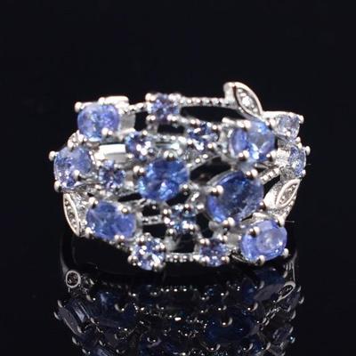 Sterling Silver Natural Unheated Tanzanite Ring