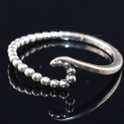 Sterling Silver Bead Wave Ring