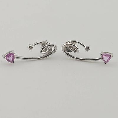 14k White Gold Pink Sapphire Earrings 