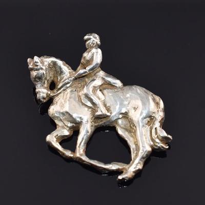 Vintage Sterling Silver Brutalist Horse Rider Pendant