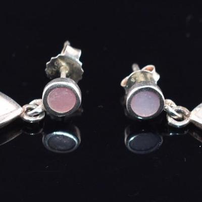 Pair of Sterling Silver Mother of Pearl Dangle Earrings