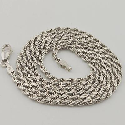 Sterling Silver Italian Rope Chain Necklace 