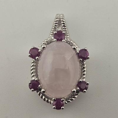 Sterling Silver Ruby & Rose Quartz Pendant