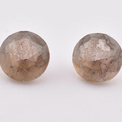 Pair 1.7 TCW Round Smokey Quartz