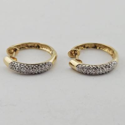 14k Gold Diamond Hoop Earrings 