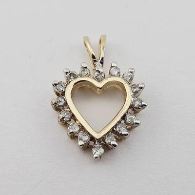 14k Gold Diamond Heart Pendant