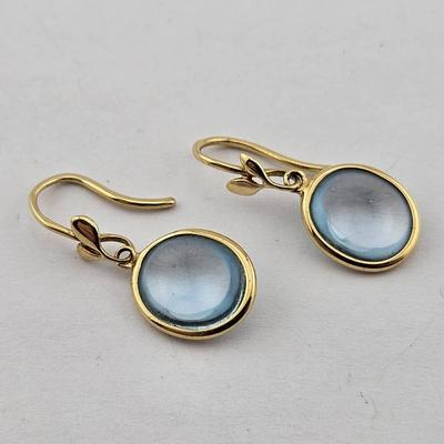 Tiffany & Co 18k Gold Blue Topaz Earrings 