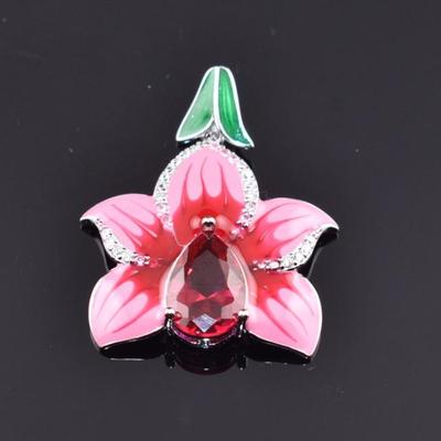 Sterling Silver Enamel Flower Pendant