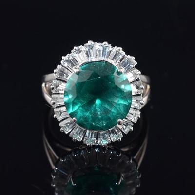 Sterling Silver 7 Carat Round Emerald Ring