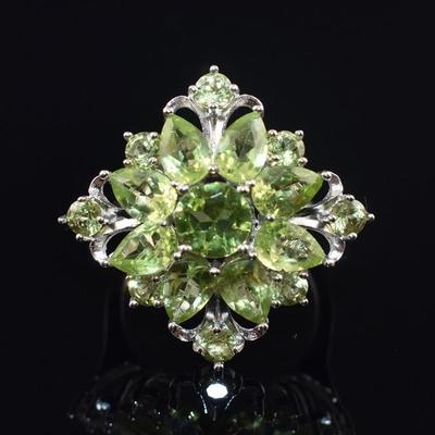 Sterling Silver Natural Unheated Peridot Ring