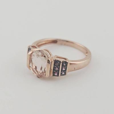 Rose Gold Vermeil Sterling Silver 1.87CTW Morganite & Rhodolite Ring