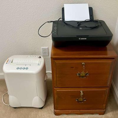 Canon Printer, Royal Paper Shredder, & File Cabinet 