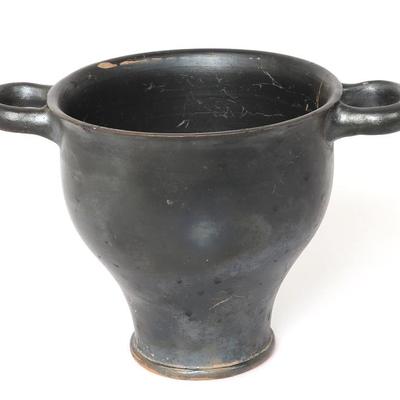 Sale Photo Thumbnail #153: Lot 153 large campania black glaze skyphos 4th c. bce