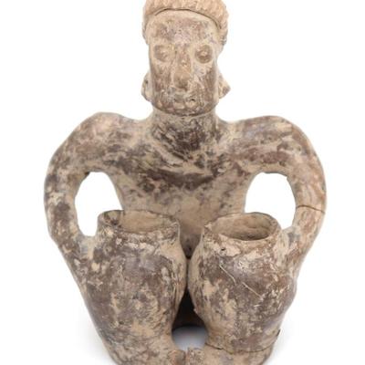 Sale Photo Thumbnail #170: Lot 170 colima male figure w two jugs