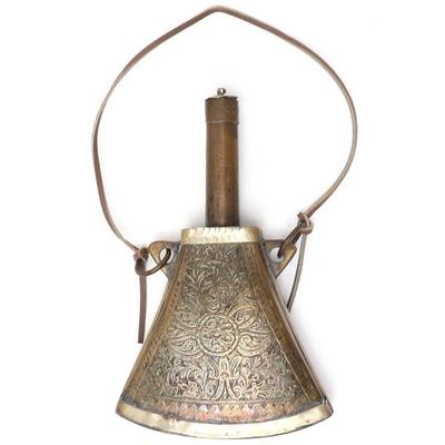 Sale Photo Thumbnail #92: Lot 92 islamic brass powder flask 19th c.