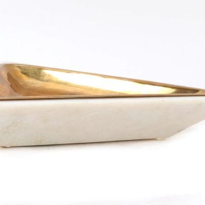 Sale Photo Thumbnail #200: Lot 200 lovely white marble and copper triangular tray