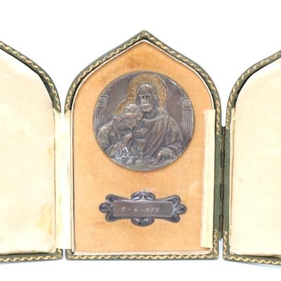 Sale Photo Thumbnail #243: Lot 243 cased communion medal triptych