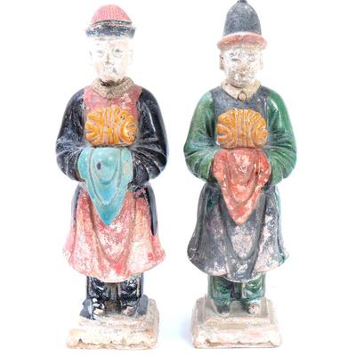 Sale Photo Thumbnail #306: Lot 306 pair of chinese ming dynasty glazed tomb figures