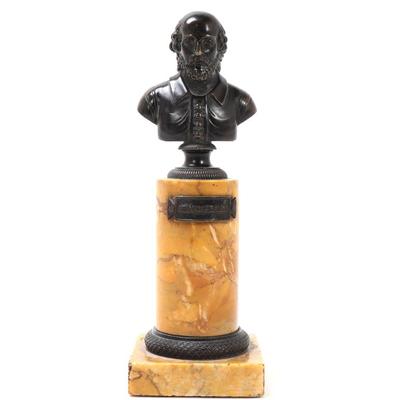 Sale Photo Thumbnail #199: Lot 199 italian marble roman bronze bust of shakespeare