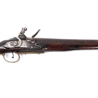 Sale Photo Thumbnail #82: Lot 82 antique flintlock pistol w brass mounts
