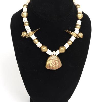 Sale Photo Thumbnail #161: Lot 161 pre columbian moche tumbaga shell necklace 200 700 ce