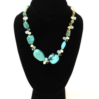Sale Photo Thumbnail #117: Lot 117 beautiful turquoise mixed mineral beaded necklace