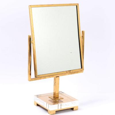 Sale Photo Thumbnail #232: Lot 232 lovely polished brass tabletop vanity mirror