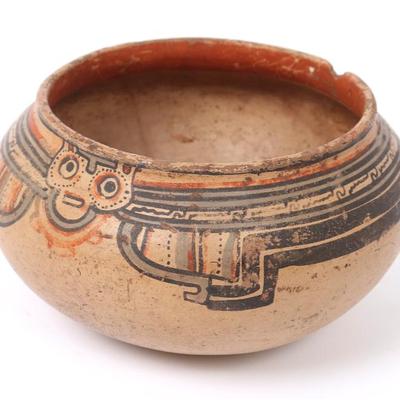 Sale Photo Thumbnail #352: Lot 352 costa rican polychrome pottery face bowl