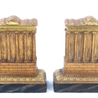 Sale Photo Thumbnail #248: Lot 248 lovely early style architectural bookends cast or resin