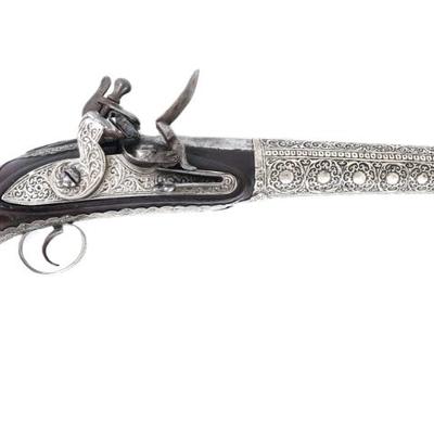 Sale Photo Thumbnail #90: Lot 90 ottoman silvered flintlock pistol
