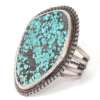 Sale Photo Thumbnail #145: Lot 145 rare bisbee turquoise cuff bracelet signed