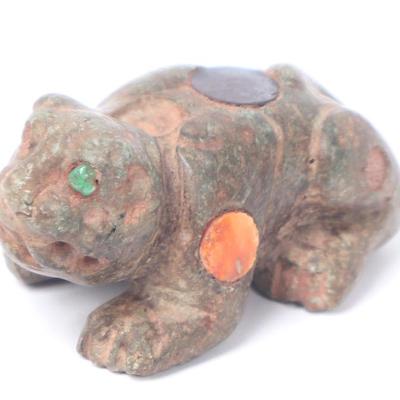 Sale Photo Thumbnail #175: Lot 175 pre columbian jade miniature jaguar w inset stone spots
