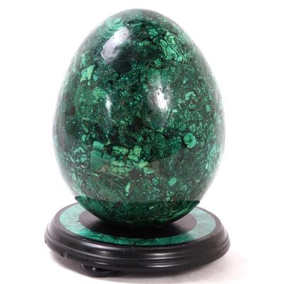 Sale Photo Thumbnail #251: Lot 251 gorgeous heavy all natural malachite egg wcustom stand