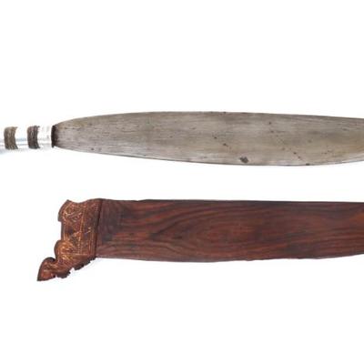 Sale Photo Thumbnail #39: Lot 39 large wwii moro barong sword with scabbard